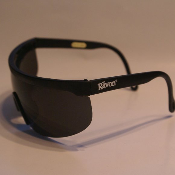 NWT True Vintage 90's Ravon sports blade wrap around super dark smoke sunglasses - Picture 2 of 7